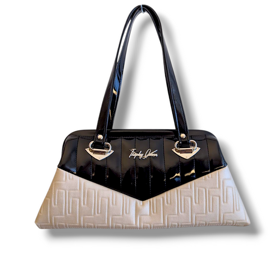 Lucille Handbag - Atomic Oyster / Black Gloss- Leopard Lining