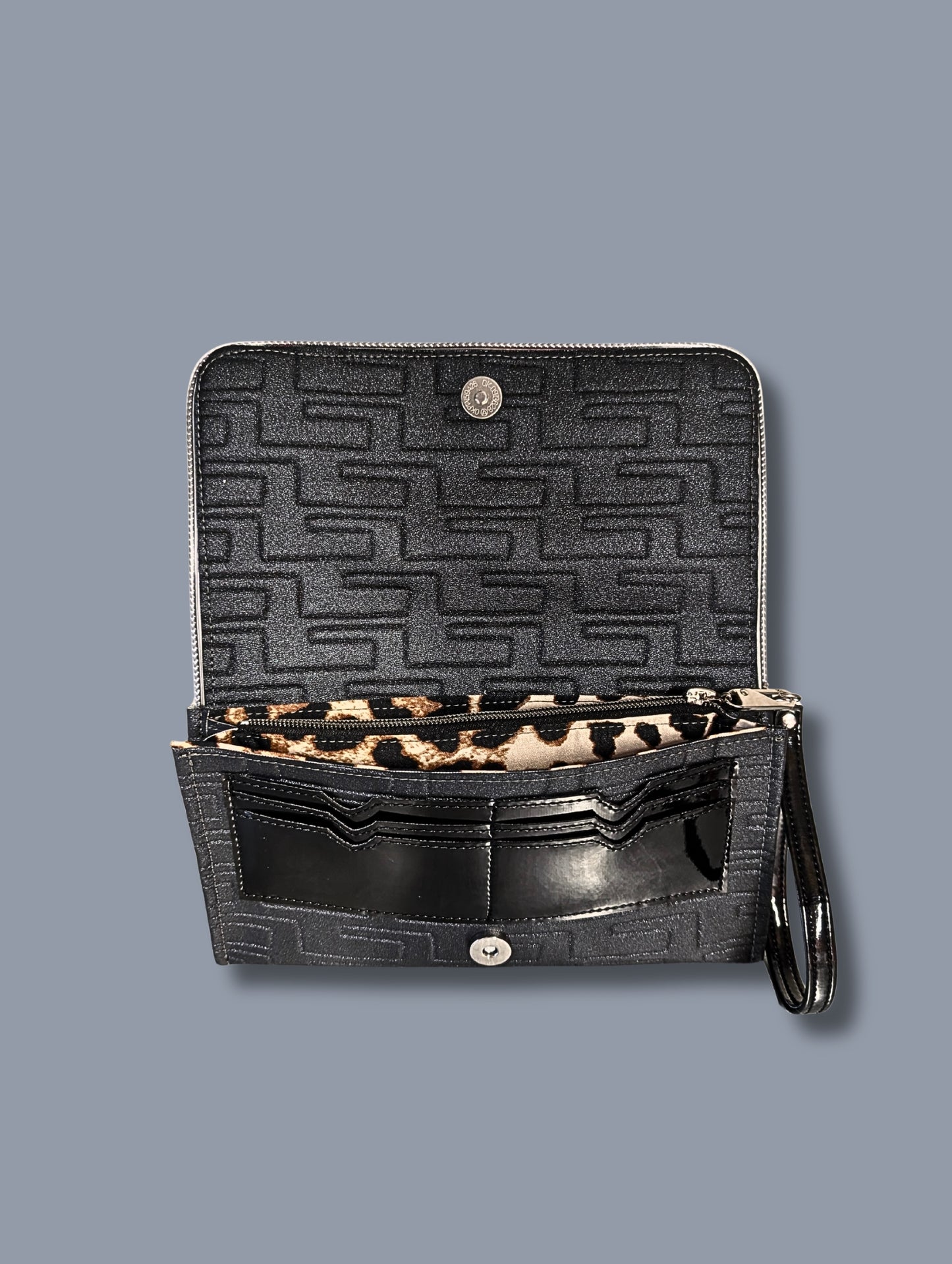 Clutch Wallet - Mex / Atomic Black -  Leopard Satin Lining
