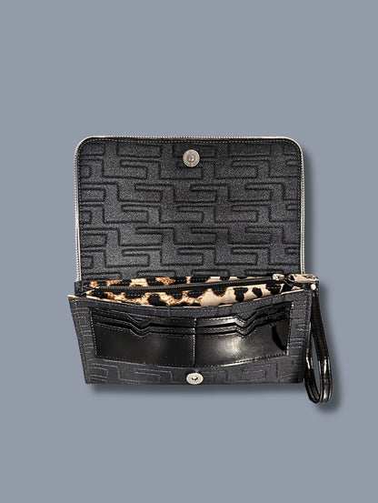 Clutch Wallet - Mex / Atomic Black -  Leopard Satin Lining