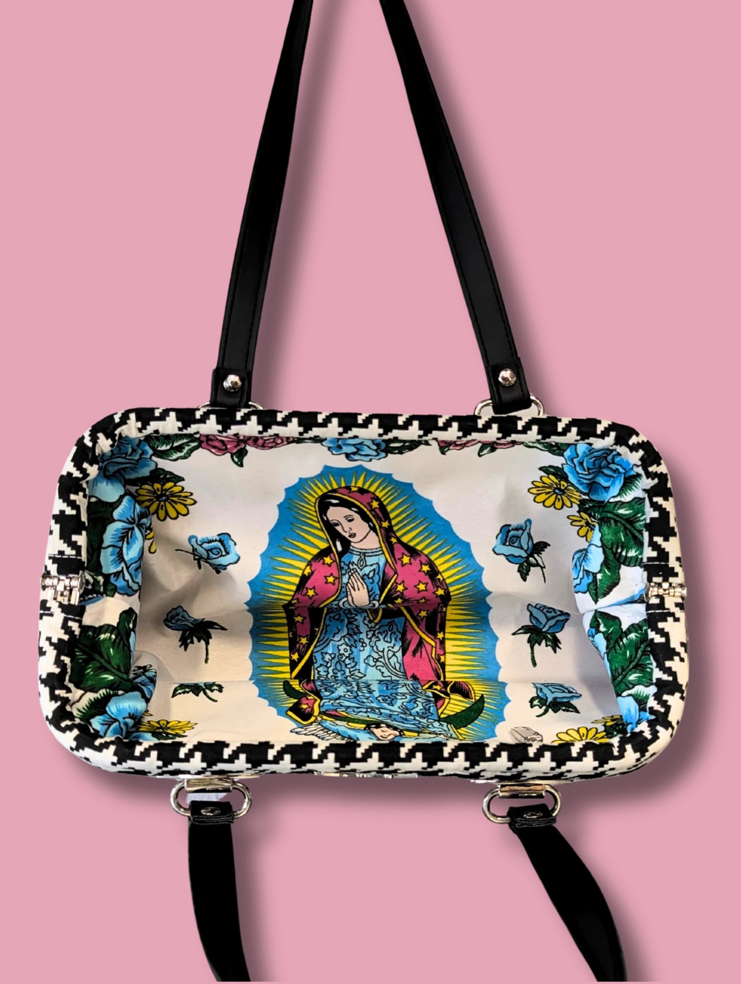 LIMITED EDITION! Houndstooth Upholstery / Diamond Pleat Handbag - Virgin Mary Lining