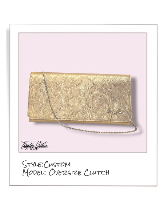 Oversize Clutch / Shoulder Bag -  Golden Python / Fiesta Print Lining