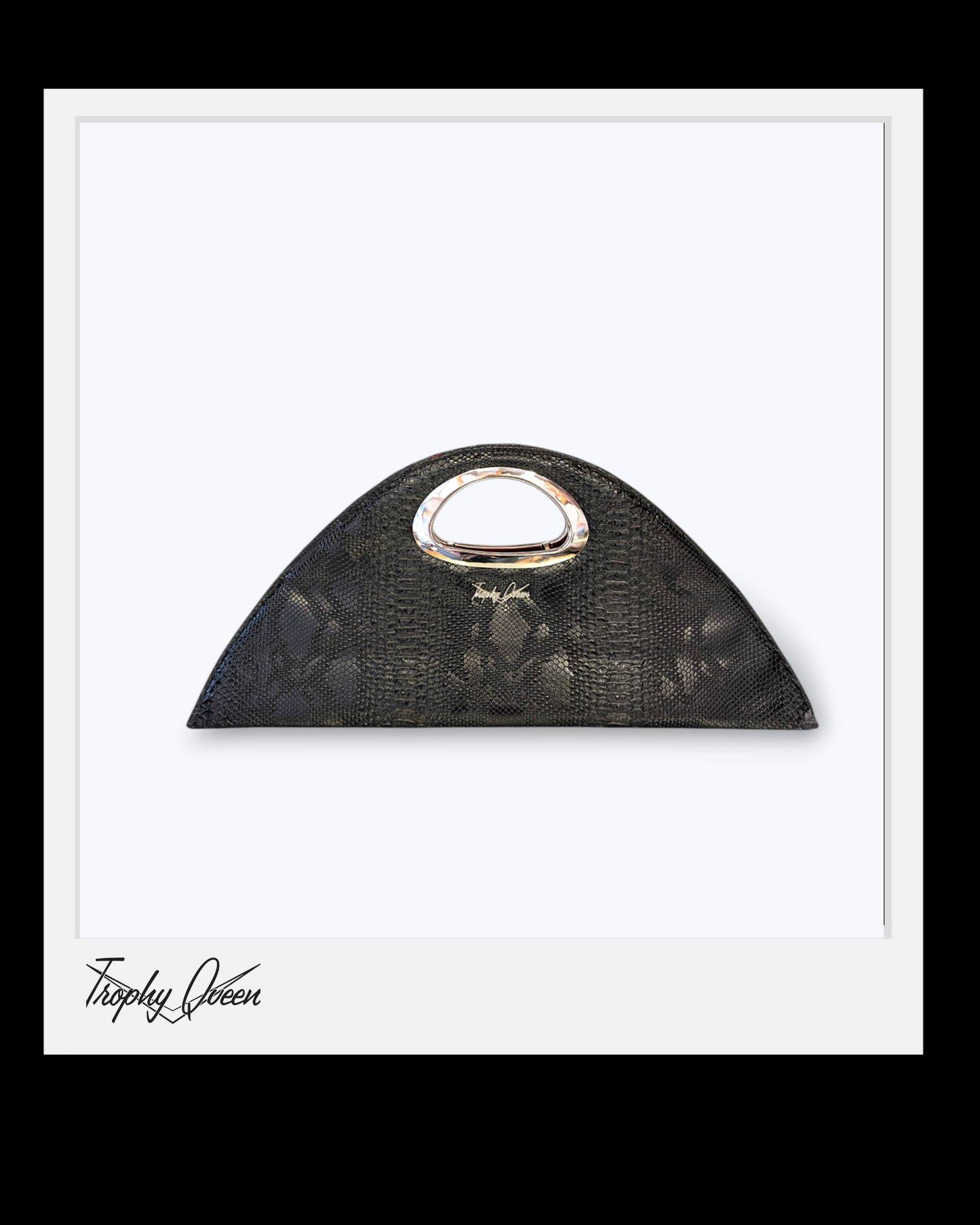 Couture Clutch - Black Croc Leatherette  / Red Silk Lining