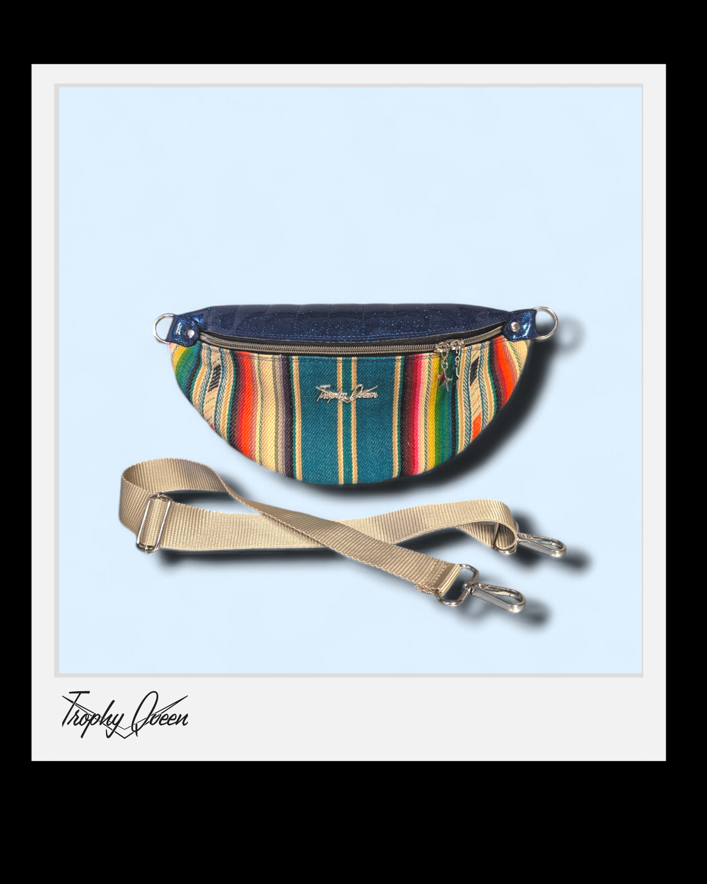 EZ Rider - Turquoise Serape Print / Blue  Glitter - Gray Leopard Lining