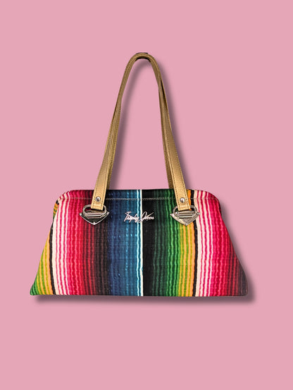Fiesta Print Canvas Handbag / Leopard Satin Lining