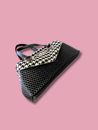 LIMITED EDITION! Houndstooth Upholstery / Diamond Pleat Handbag - Virgin Mary Lining