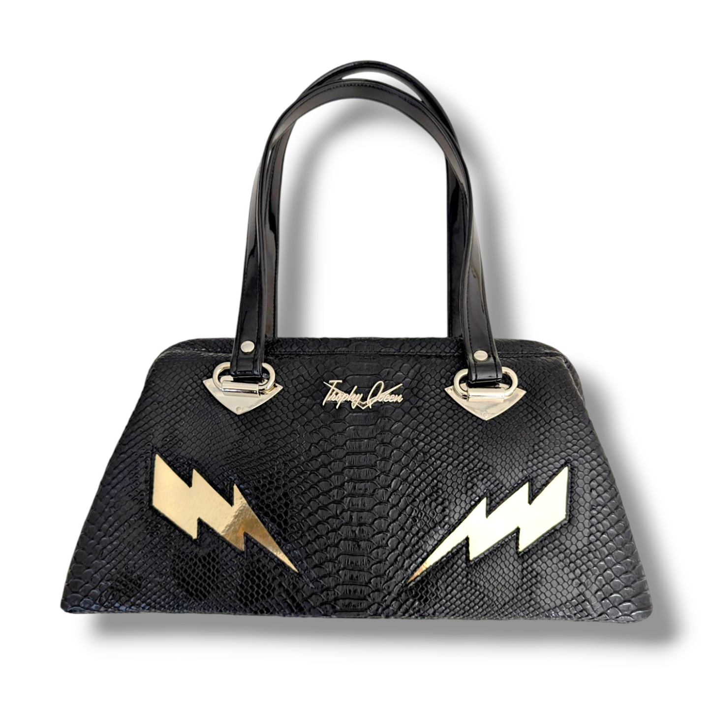 Dita Handbag - Black Python / Gold Mirror Bolts - Mex Lining