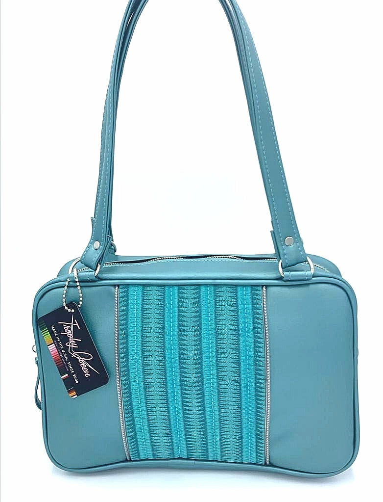 Roadster Tote - Turquoise ‘65 Chevy / Turquoise Pearl - Leopard Lining