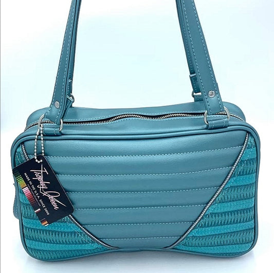Comet Tote - Turquoise ‘65 Chevy / Turquoise Pearl - Leopard Lining