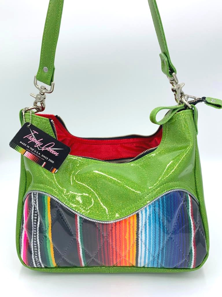 Diamond Pleat El Dorado Hobo Bag - Mexican Blanket / Lime Green -  Red Lining