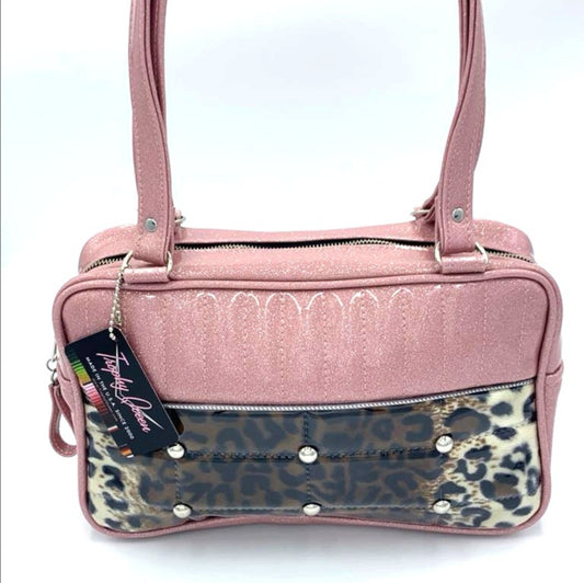 Roadster Tote Bag - Blush Pink Glitter / Grease Black - Pink Leo Lining