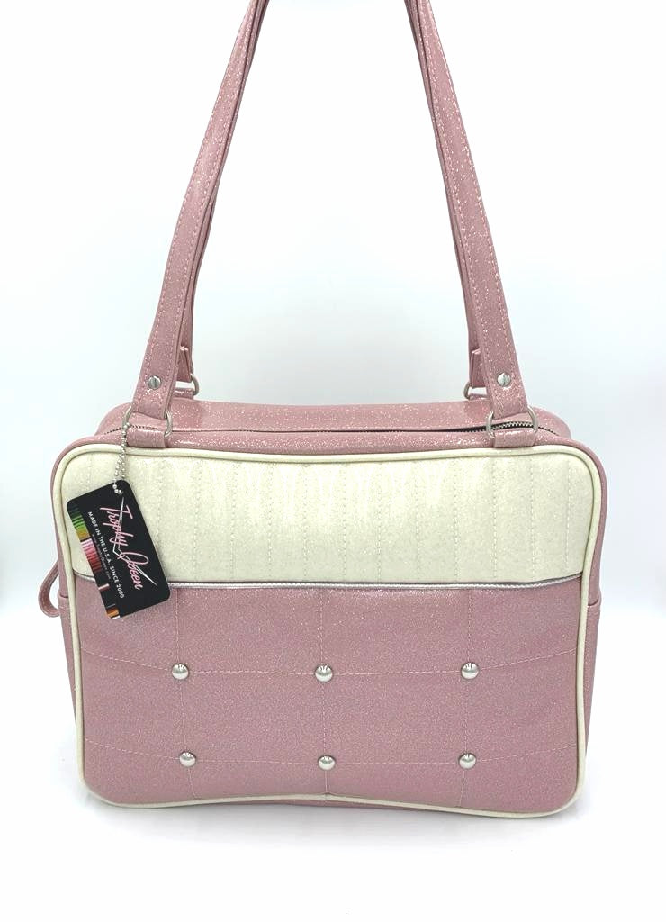 Lincoln Business Bag - Blush Pink / White Glitter- Leopard Lining