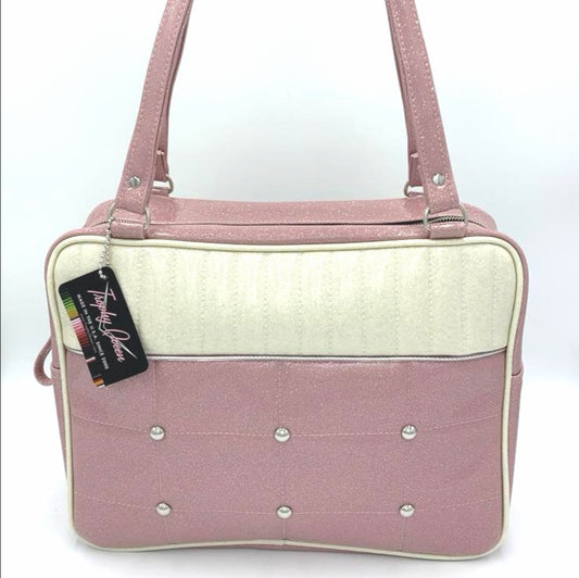 Lincoln Business Bag - Blush Pink / White Glitter- Leopard Lining