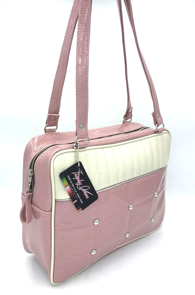 Lincoln Business Bag - Blush Pink / White Glitter- Leopard Lining