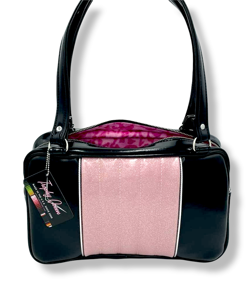 Roadster Tote Bag - Blush Pink Glitter / Grease Black - Pink Leo Lining