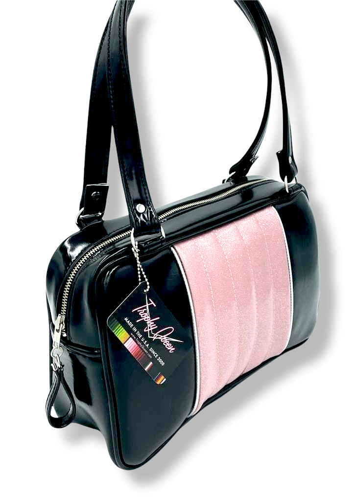 Roadster Tote Bag - Blush Pink Glitter / Grease Black - Pink Leo Lining