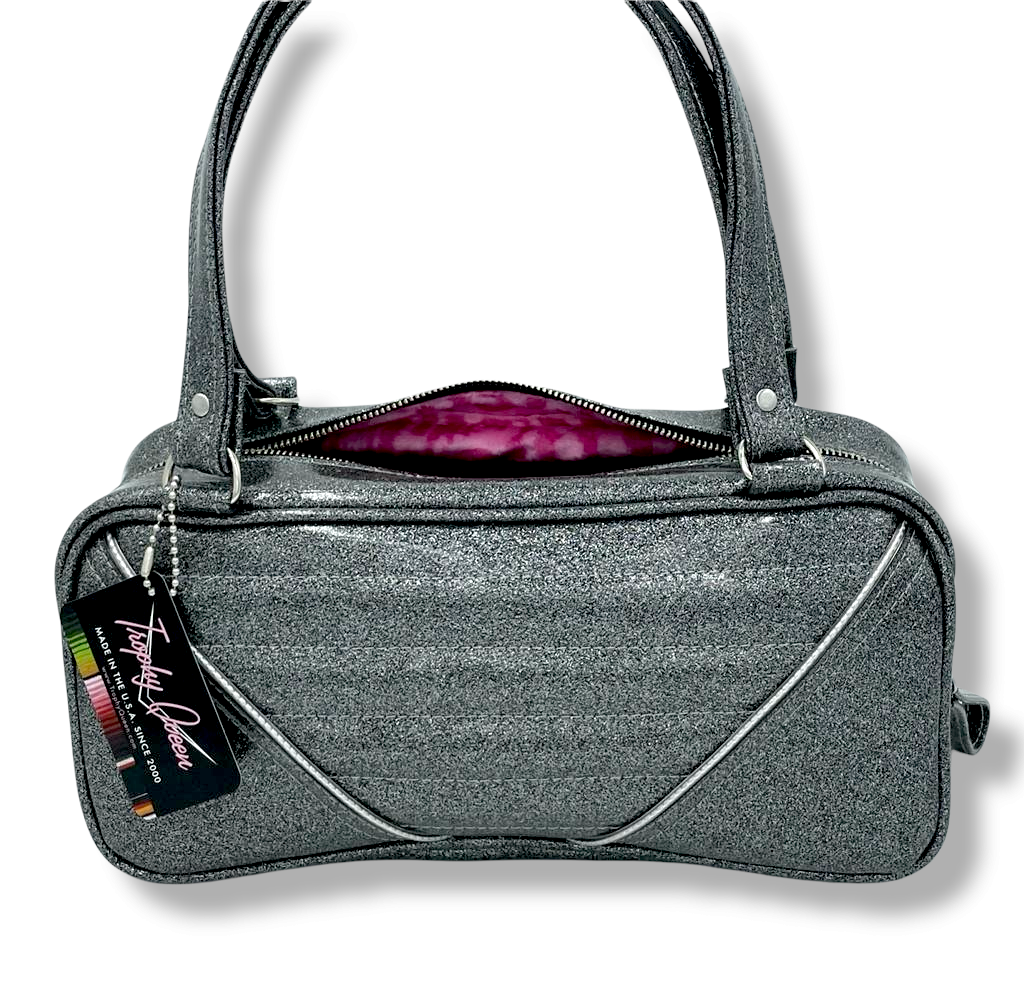 Comet Shoulder Bag - All Gray Glitter / Pink Leopard Lining