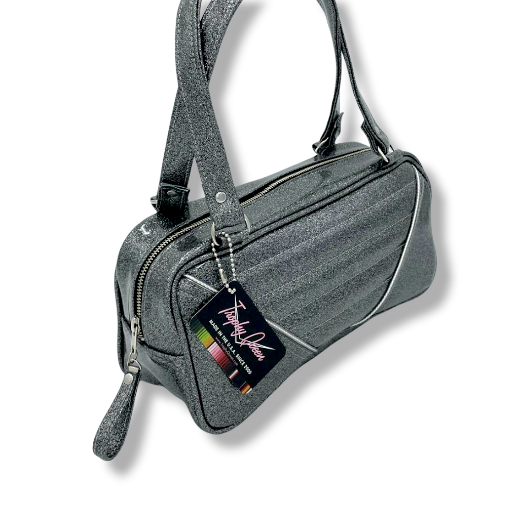 Comet Shoulder Bag - All Gray Glitter / Pink Leopard Lining