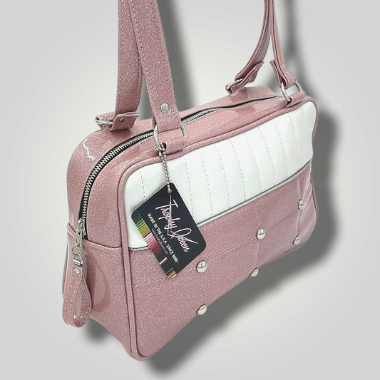Lincoln Tote - Blush Pink /  Pearl White - Leopard Lining