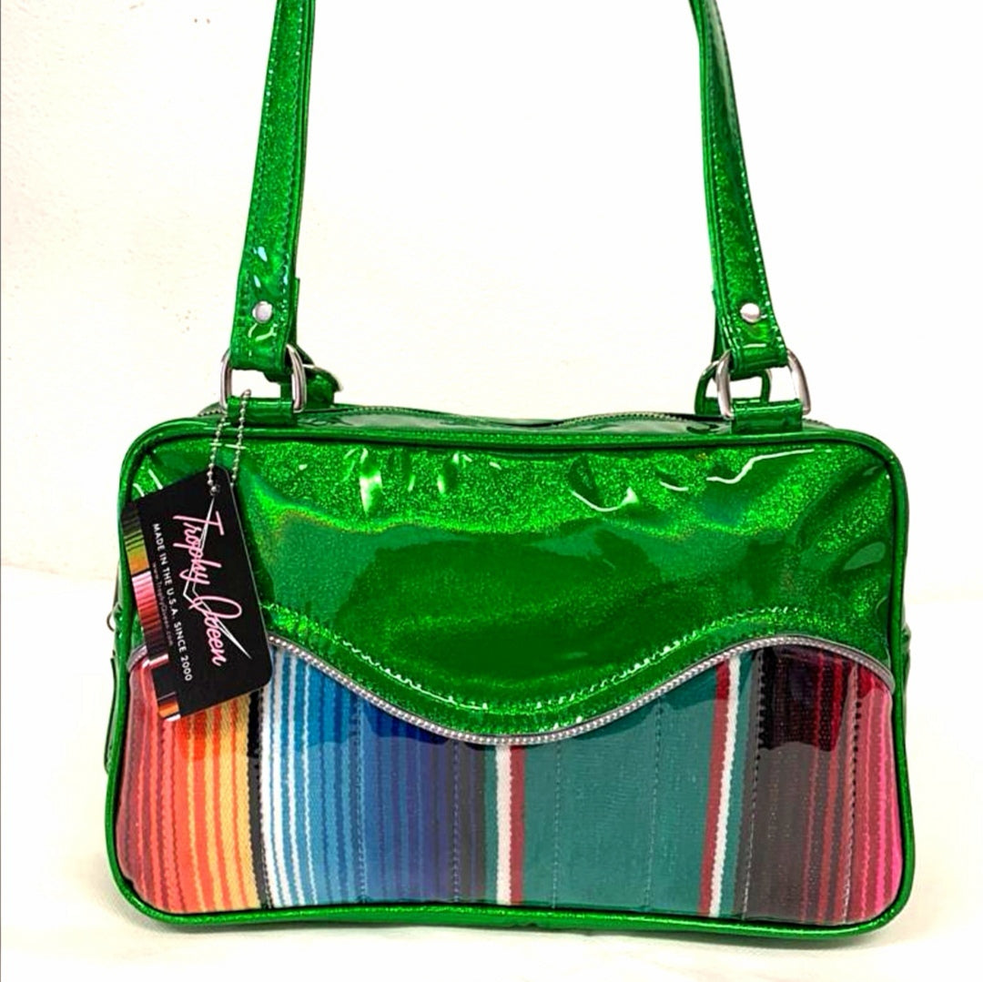 Tuck & Roll Tote - Mexican Blanket / Cosmic Green - Leopard Lining