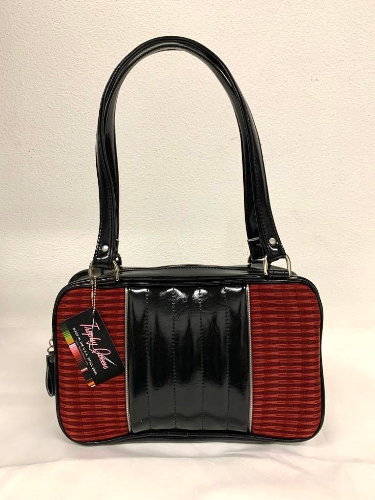 Roadster Tote Bag - Red '66 Ford Fabric / Grease Black - Leopard Lining