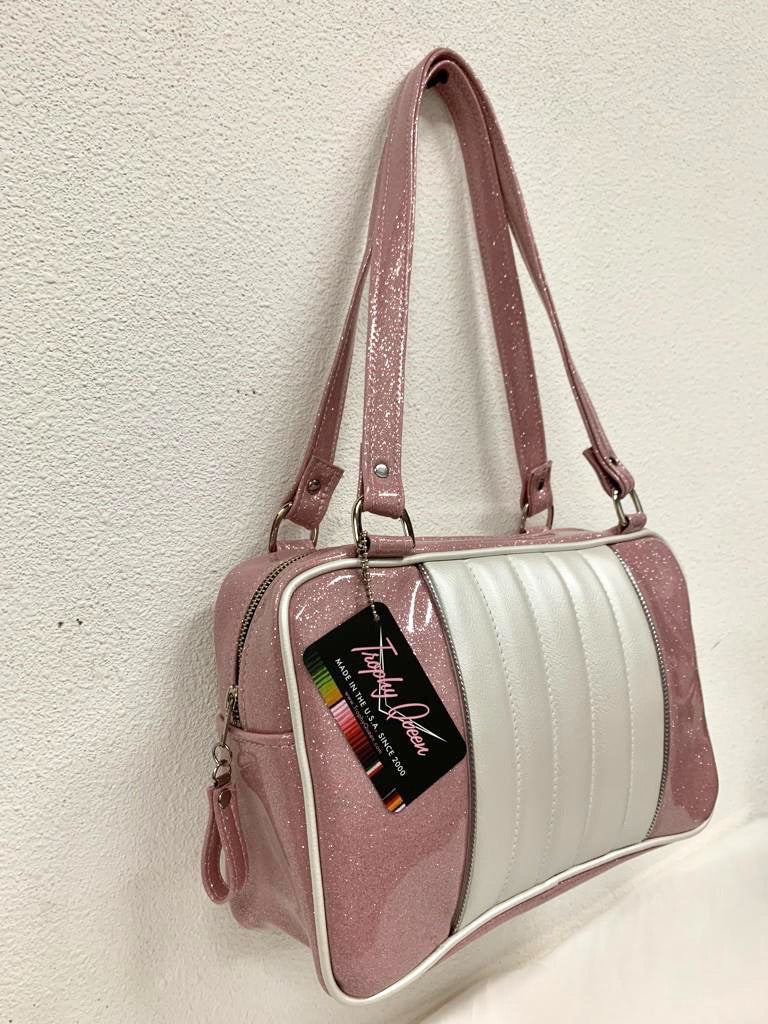Roadster Tote Bag - Blush Pink Glitter / Pearl White - Leopard Lining