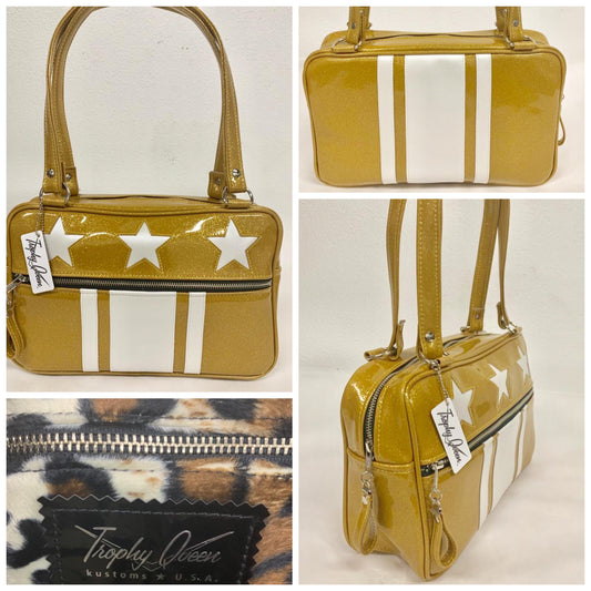 Stars and Stripes GTO Tote Bag - Marigold / Pearl Stars and Stripes - Leopard Lining
