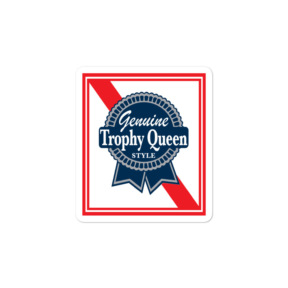 Trophy Queen Blue Ribbon Logo kiss cut stickers are printed on durable, high opacity adhesive vinyl which makes them perfect for regular indoor use as well as for covering other stickers or paint. The high-quality vinyl ensures fast and easy bubble-free application. 