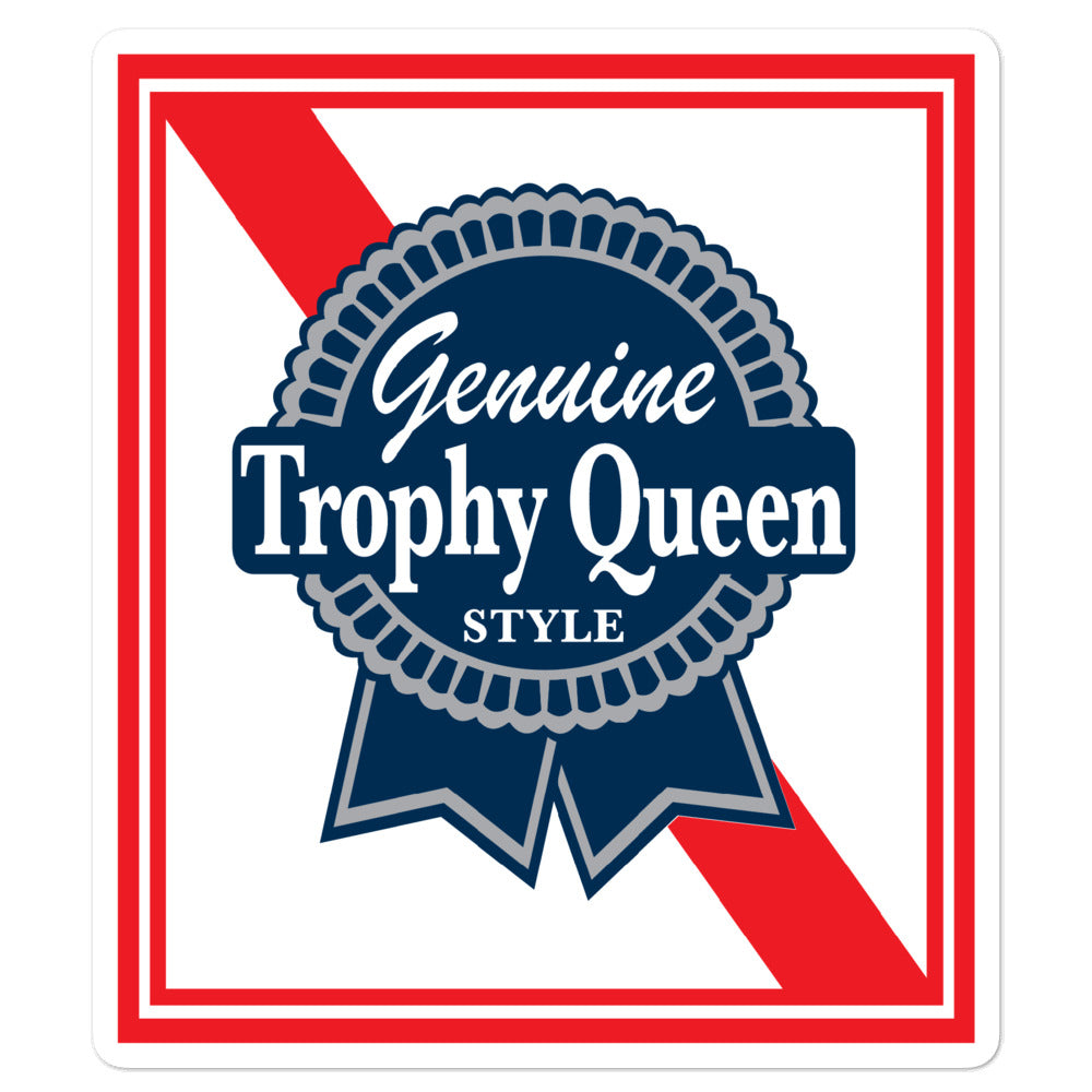 Trophy Queen Blue Ribbon Logo kiss cut stickers are printed on durable, high opacity adhesive vinyl which makes them perfect for regular indoor use as well as for covering other stickers or paint. The high-quality vinyl ensures fast and easy bubble-free application. 